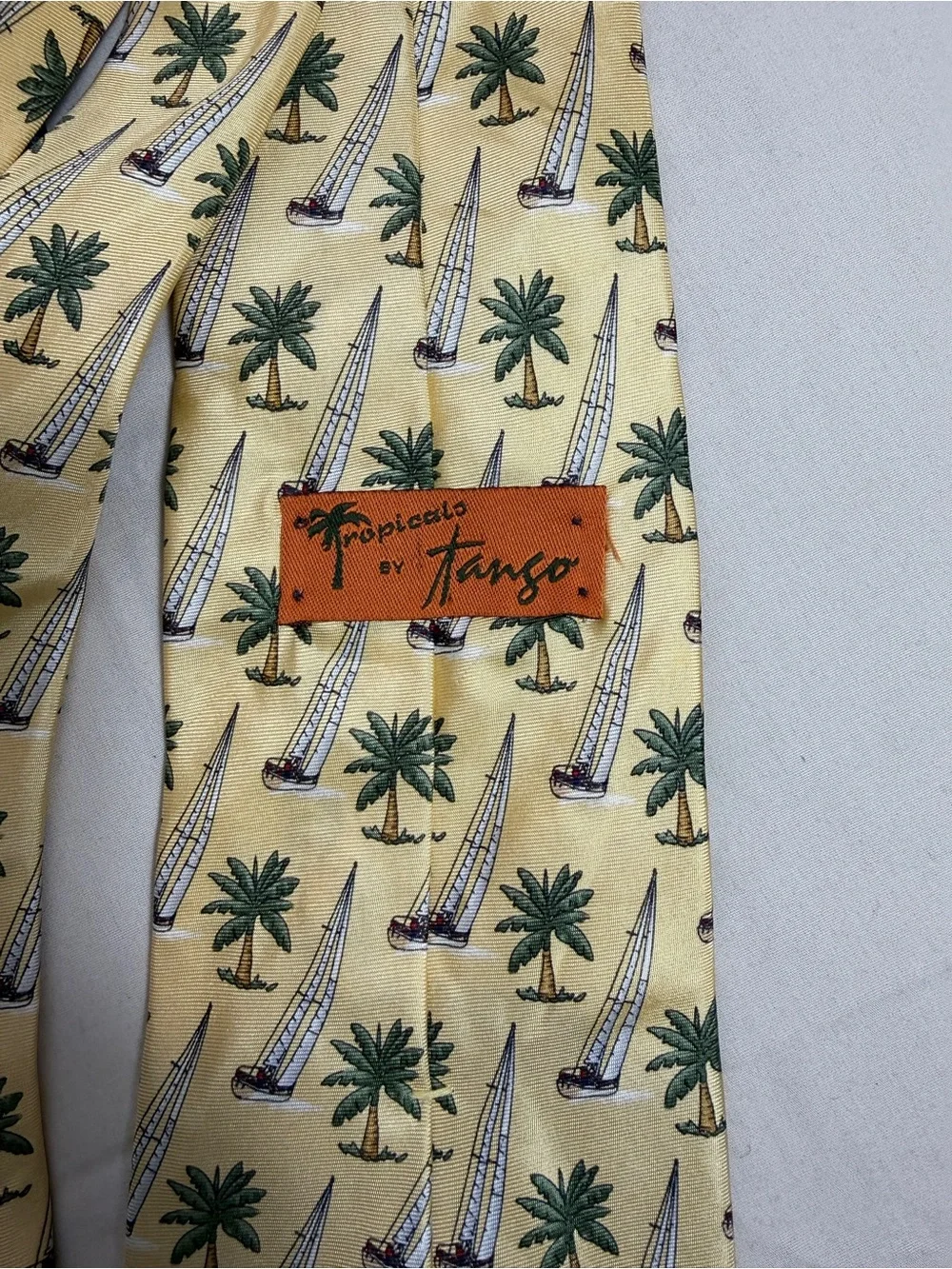 Yellow Palm Tree Pattern Men's Tie